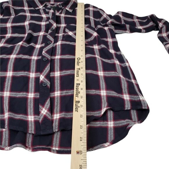 Rails‎ Womens Plaid Top XS Hunter Button Up Midnight Plum Collared Long Sleeve - Picture 10 of 11